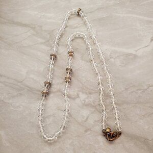 ✨ J.Crew Vintage 90s 1990s Clear Beaded Bead Strand Rhinestones Cystals Necklace
